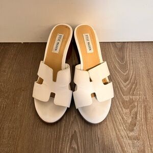 white steven madden slides